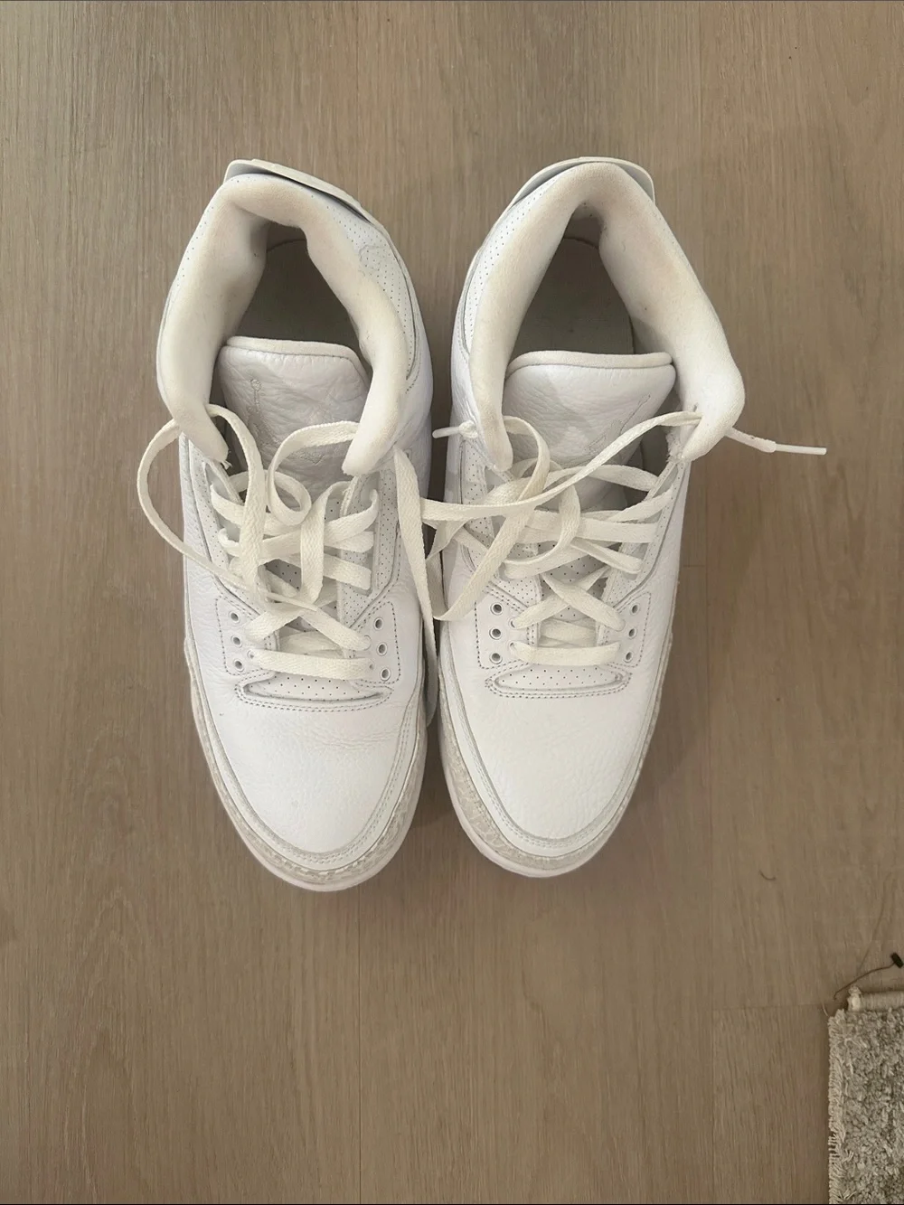 Classic Air Jordan 4 White Leather Sneakers with Cream Elephant Print